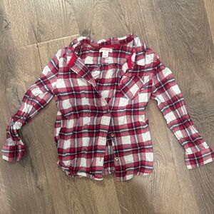 Cat & Jack Red and White Plaid Button Down Shirt